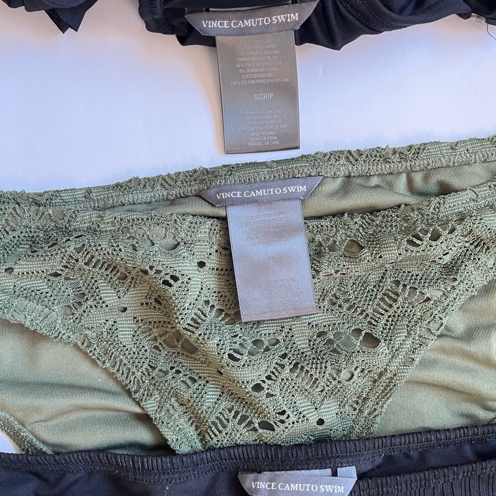 Vince Camuto swim ruffled off the shoulder blk top and 2 bottoms - Picture 4 of 4